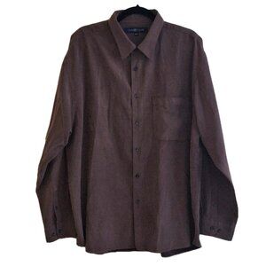 RON CHERESKIN BROWN MICRO SUEDE DRESS SHIRT SIZE XL